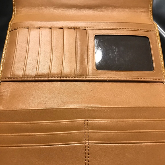 RARE Vintage authentic COACH Signature Wallet Tri Fold Tan / Brown Leather - Picture 5 of 11